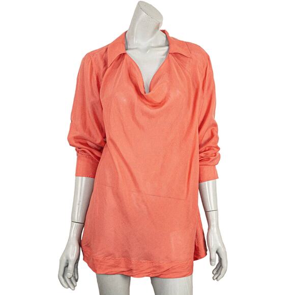 Sundance Catalog Women's Silk Cowl Neck Blouse Size Medium coral - Picture 3 of 7